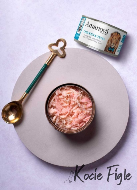 Amanova - Kurczak i tuńczyk w bulionie - Puszka 70g