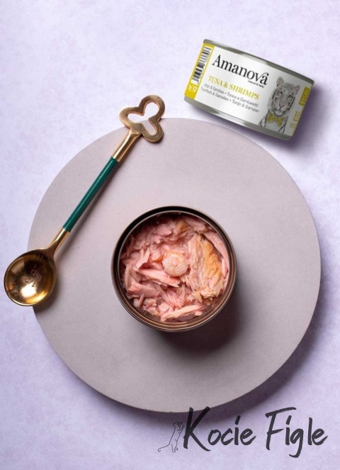 Amanova - Tuńczyk i krewetki w bulionie - Puszka 70g