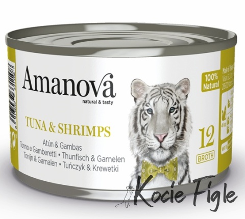 Amanova - Tuńczyk i krewetki w bulionie - Puszka 70g