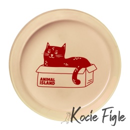 Animal Island - Kot w pudełku - Talerzyk - Kremowy Czerwony