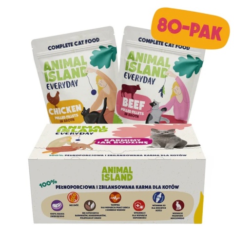 Animal Island - Kurczak i Wołowina - 80x 85g - Everyday 80 Pak