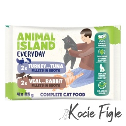 Animal Island - Cielęcina/Królik i Indyk/Tuńczyk - 4x 85g - Everyday 4 Pak
