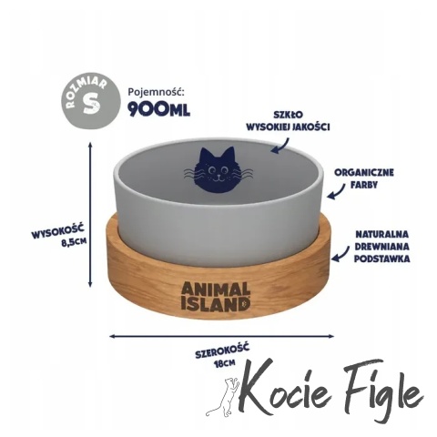Animal Island - Miska na wodę dla kota - Szara