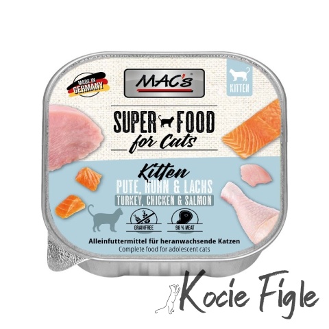 Mac's Cat Superfood - Junior - Indyk, kurczak i łosoś - Tacka - 100g