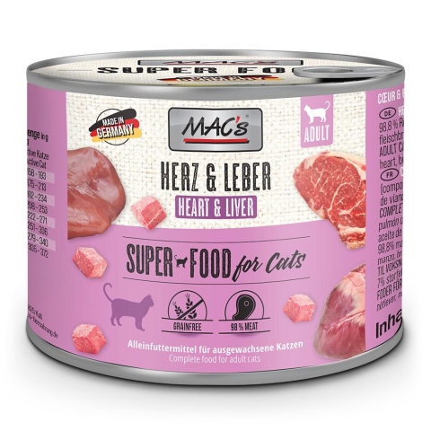 Mac's Cat Superfood - Serca i wątroba wołowa - 200g