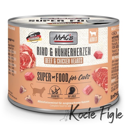 Mac's Cat Superfood - Wołowina i kurze serca - 200g