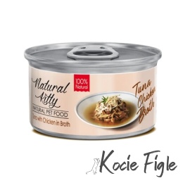 Natural Kitty - Tuńczyk z mięsem z Kurczaka w bulionie - 80g