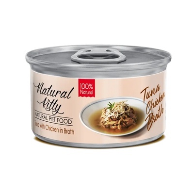 Natural Kitty - Tuńczyk z mięsem z Kurczaka w bulionie - 80g