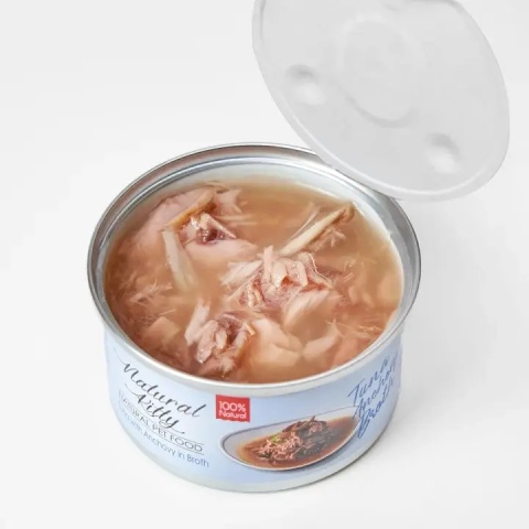 Natural Kitty - Tuńczyk z sardelą w bulionie - 80g