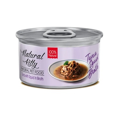 Natural Kitty - Tuńczyk z kalmarami w bulionie - 80g