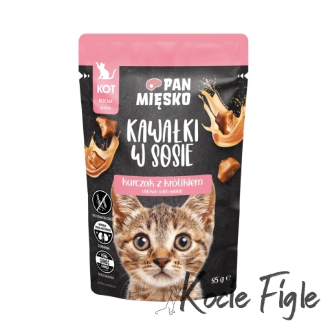 Pan Mięsko - Junior - Kurczak z królikiem - Kawałki w sosie - 85g