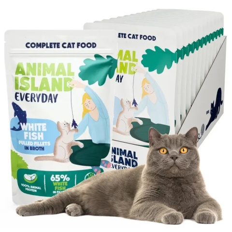 Animal Island - Biała Ryba - 12x 85g - Everyday 12pak + Talerzyk