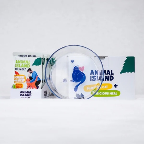 Animal Island - Drób z wątróbką - W Galarecie - 12x 85g - 12pak + Talerzyk