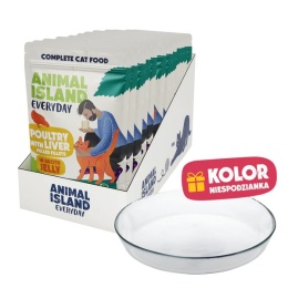 Animal Island - Drób z wątróbką - W Galarecie - 12x 85g - 12pak + Talerzyk