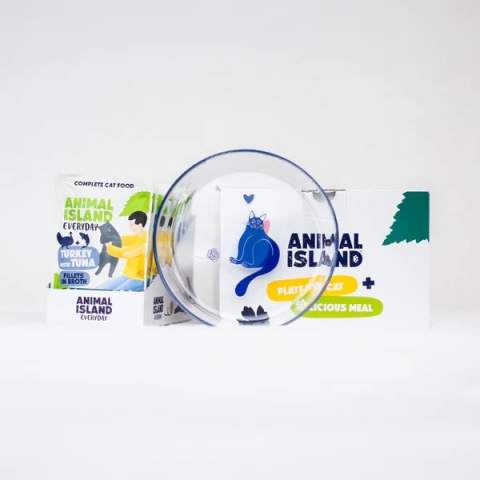 Animal Island - Indyk z Tuńczykiem - 12x85g + Talerzyk