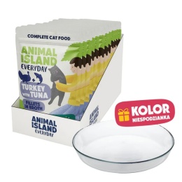 Animal Island - Indyk z Tuńczykiem - 12x85g + Talerzyk