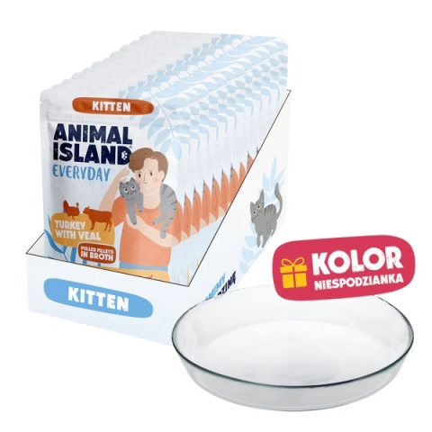 Animal Island - Junior - Indyk z Cielęciną - 12x 85g + Talerzyk
