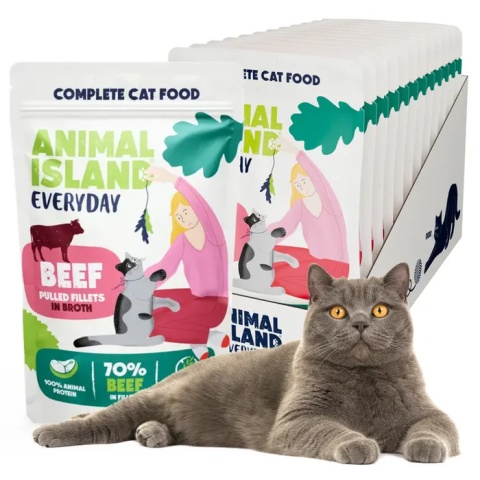 Animal Island - Wołowina - 12x 85g - Everyday 12pak + Talerzyk