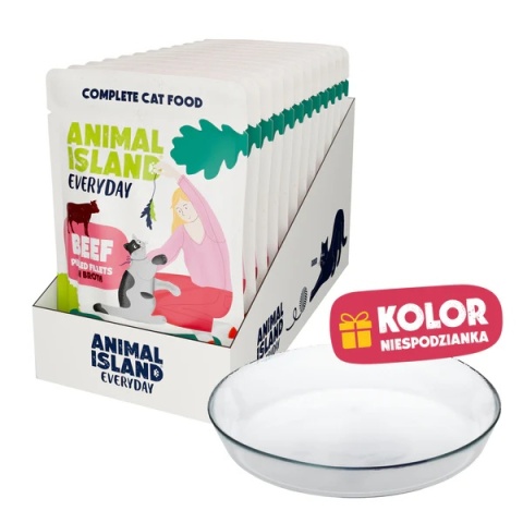 Animal Island - Wołowina - 12x 85g - Everyday 12pak + Talerzyk