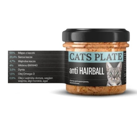 Cats Plate - Kaczka - Anti-Hairball - 100g