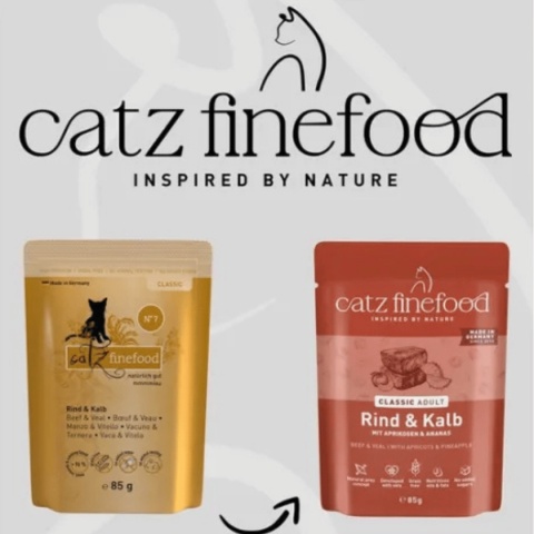 Catz Finefood Classic Wołowina z Cielęciną 85 g - mokra karma dla dorosłych kotów w saszetce - zmiana