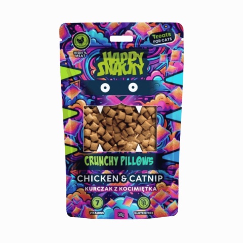 Happy Snacky Crunchy Pillows Kurczak z kocimiętką 50 g - chrupiące przysmaki dla kota
