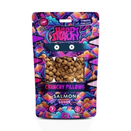 Happy Snacky Crunchy Pillows Łosoś 50 g - chrupiące przysmaki dla kota