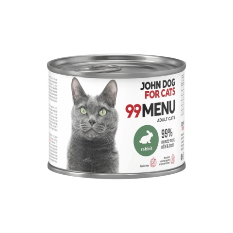 John Dog for Cats 99 Menu Królik 200 g - mokra karma dla dorosłych kotów z kurczakiem i królikiem