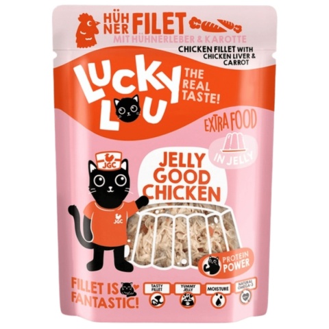 Lucky Lou Extrafood Kurczak i wątróbka z kurczaka w galaretce 70 g - karma uzupełniająca dla kota w saszetce