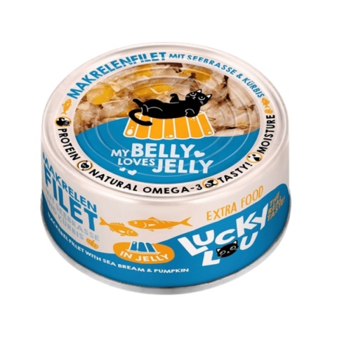 Lucky Lou Extrafood Makrela i dorada w galaretce 70 g - mokra karma uzupełniająca z filetami rybnymi w puszce - bok