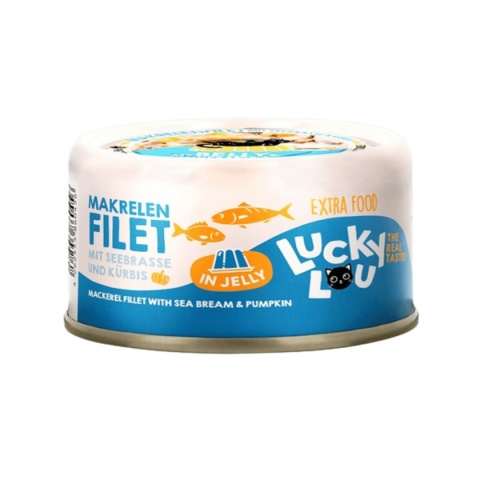 Lucky Lou Extrafood Makrela i dorada w galaretce 70 g - mokra karma uzupełniająca z filetami rybnymi w puszce - front