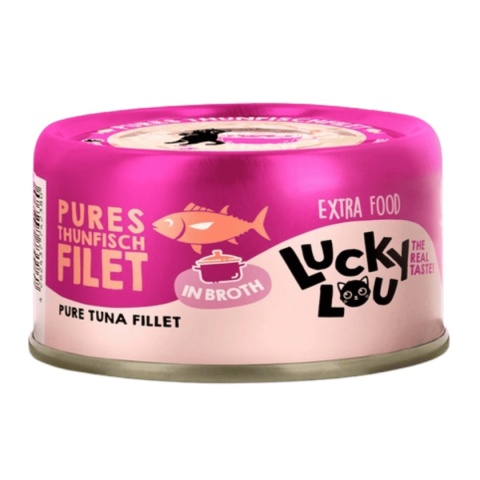 Lucky Lou Extrafood Tuńczyk w bulionie 70 g - karma uzupełniająca dla kota z kawałkami filetu z tuńczyka w puszce
