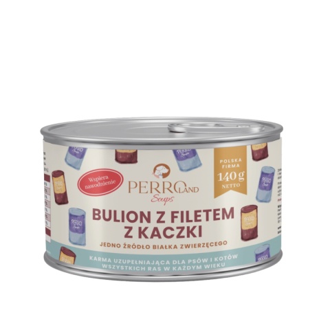 PERROLand Soups Bulion z Filetem z Kaczki 140 g - karma uzupełniająca dla kota w puszce